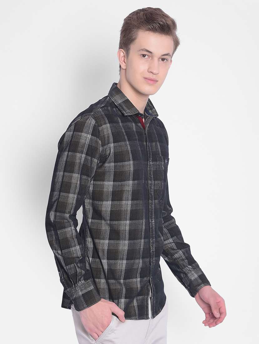 men black & grey checked casual shirt - 20547343 -  Standard Image - 1
