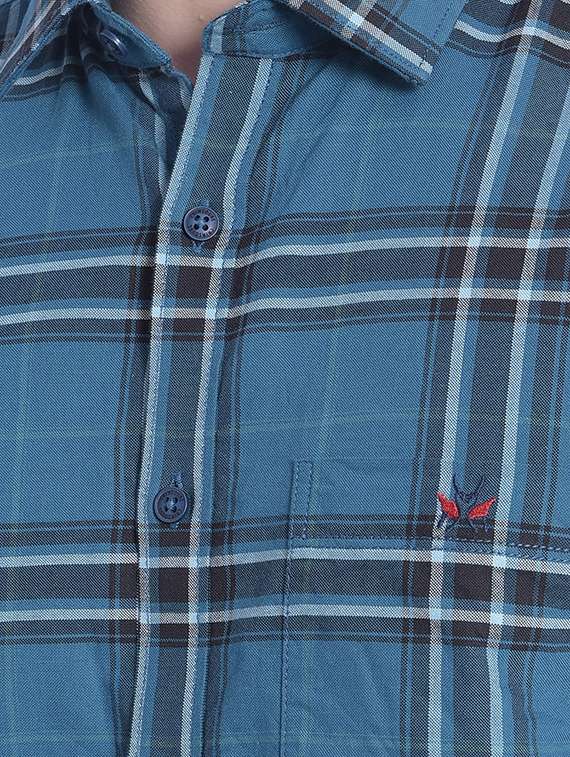 men blue checked casual shirt - 20547354 -  Standard Image - 4