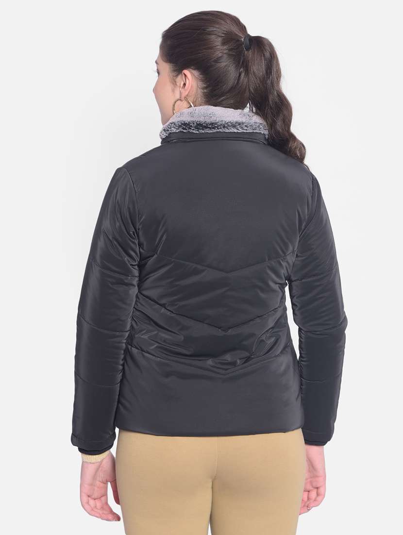 women fur detailed quilted puffer jacket - 20547368 - Standard Image - 1