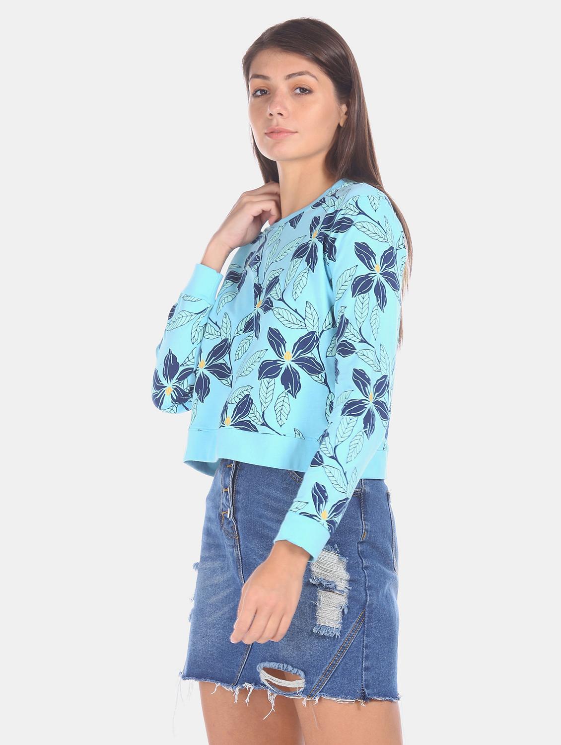 women long sleeved floral printed sweatshirt - 20547418 - Standard Image - 1