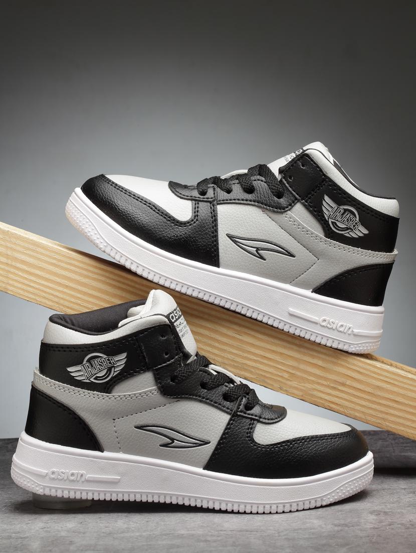boys black & grey lace up sneaker