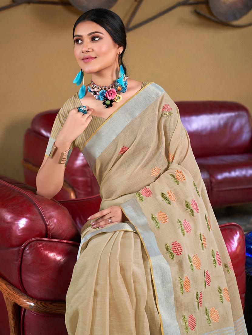 women's embroidered saree with blouse - 20547524 - Standard Image - 1