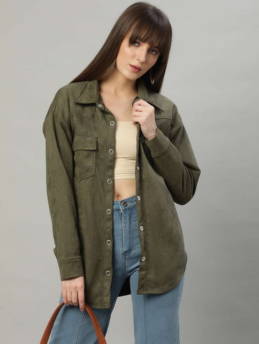 women solid oversized shirt - 20550226 -  Standard Image - 1