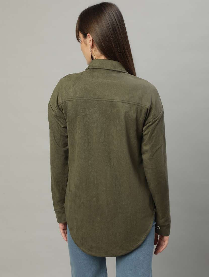 women solid oversized shirt - 20550226 -  Standard Image - 4