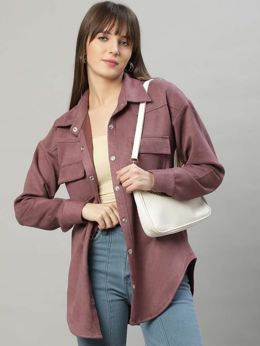 women solid oversized shirt - 20550227 -  Standard Image - 1