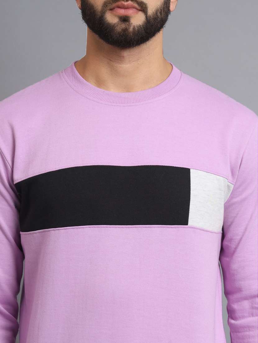 men color block lavender fleece sweatshirt - 20550230 - Standard Image - 4
