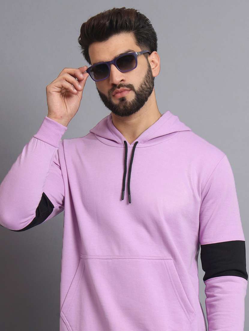 men color block lavender hooded sweatshirt - 20550234 -  Standard Image - 1