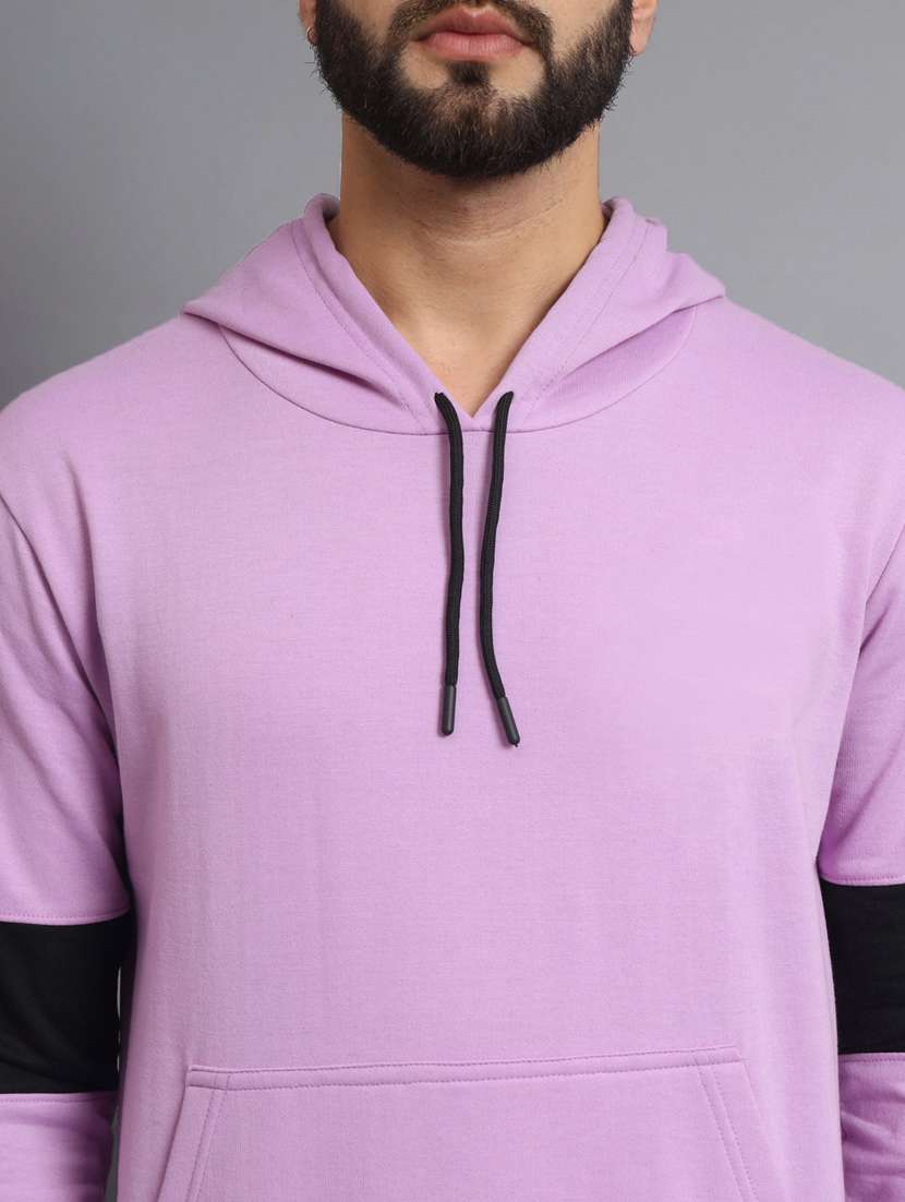 men color block lavender hooded sweatshirt - 20550234 - Standard Image - 4