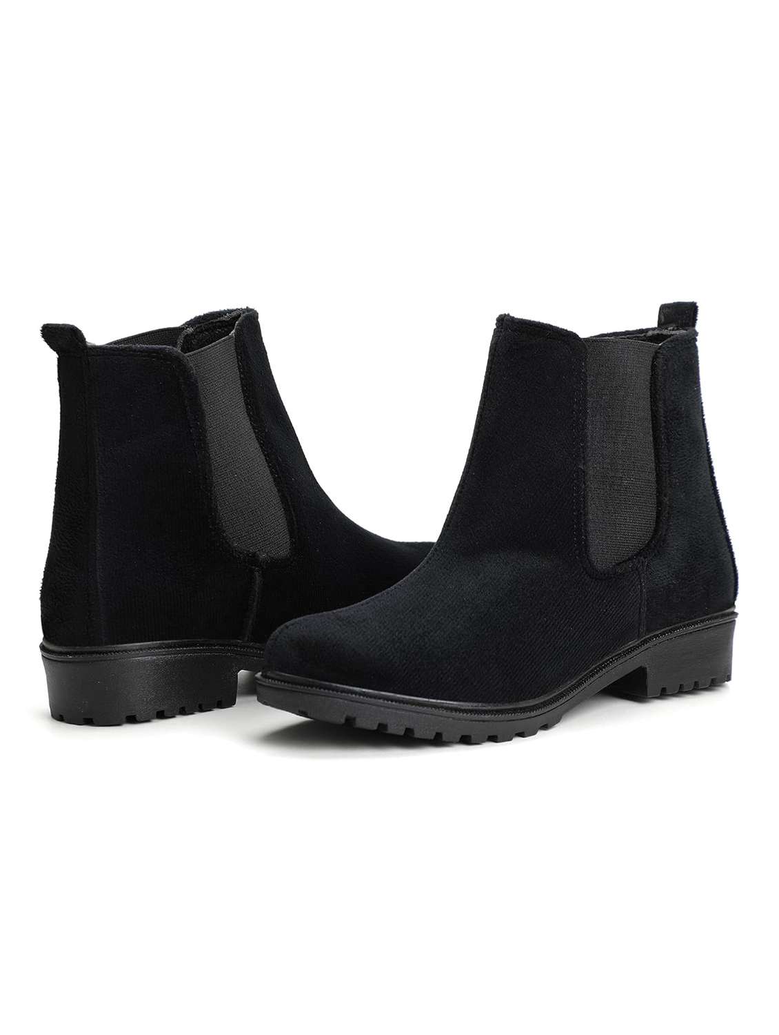 women solid black ankle boots - 20550294 -  Standard Image - 4