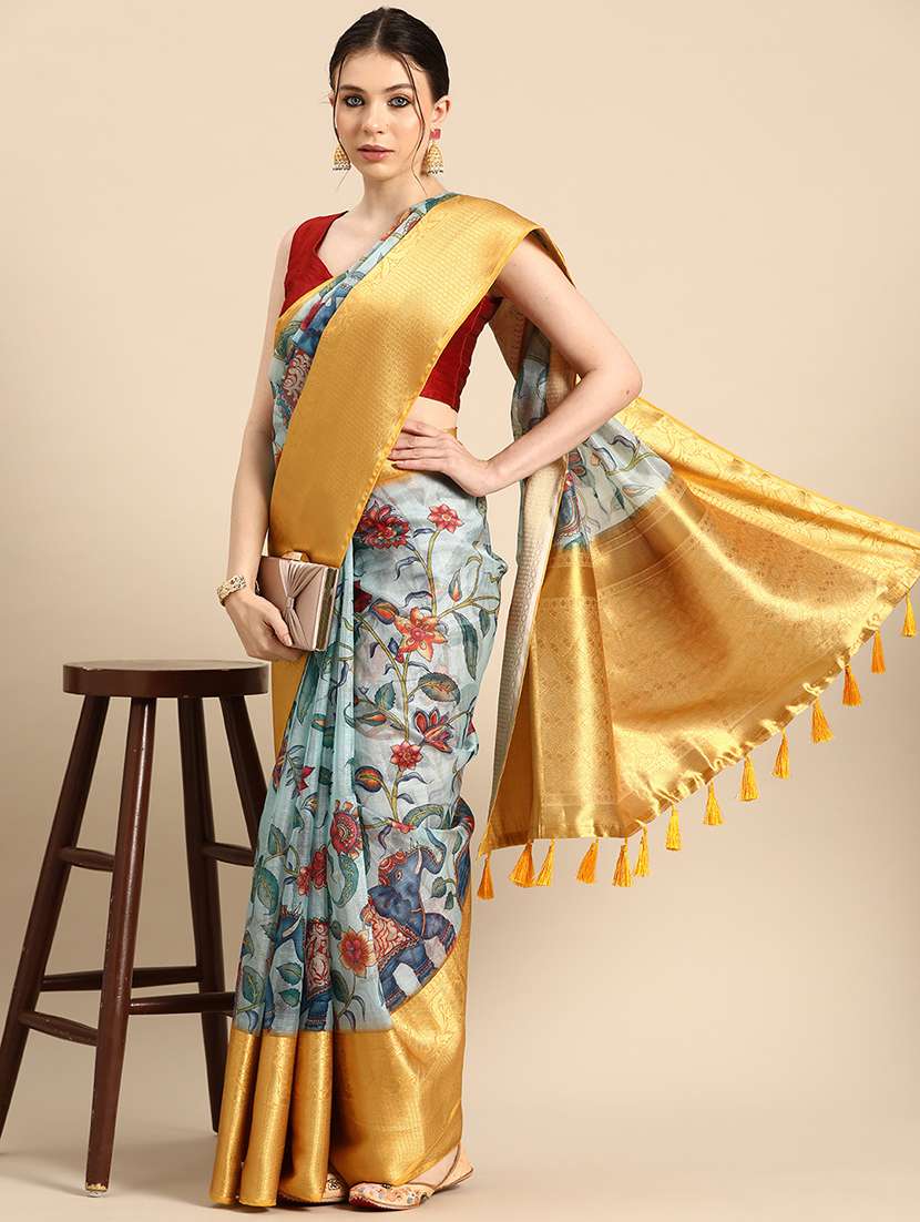 women floral bordered saree - 20550310 -  Standard Image - 1