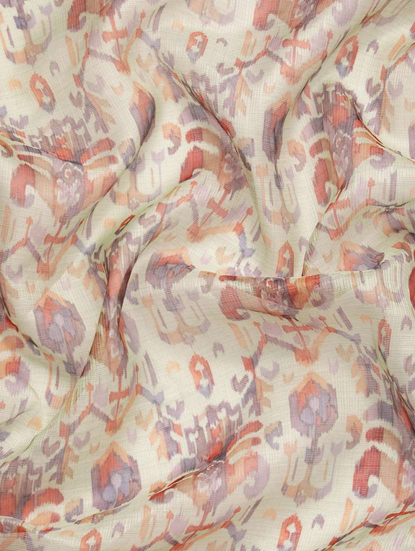 women's printed cream colored saree - 20550318 -  Standard Image - 4