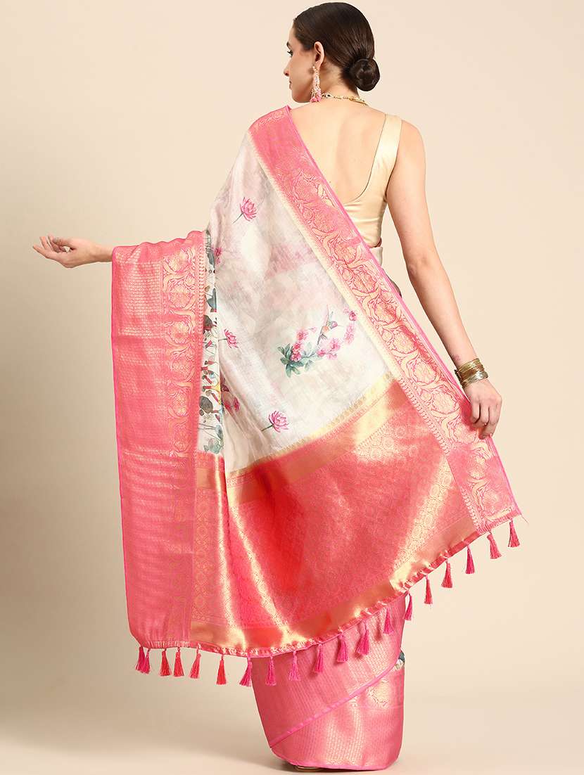 women floral bordered saree - 20550325 - Standard Image - 1