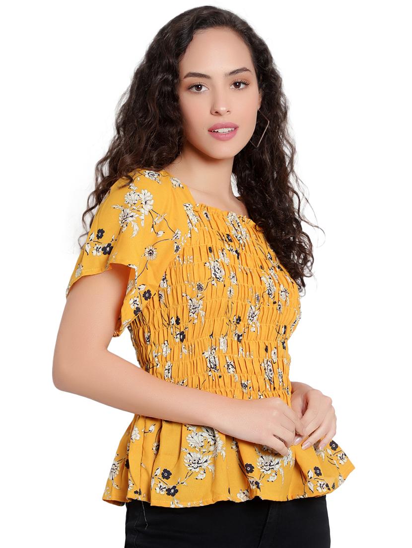 women floral print smocked peplum top - 20550721 - Standard Image - 1