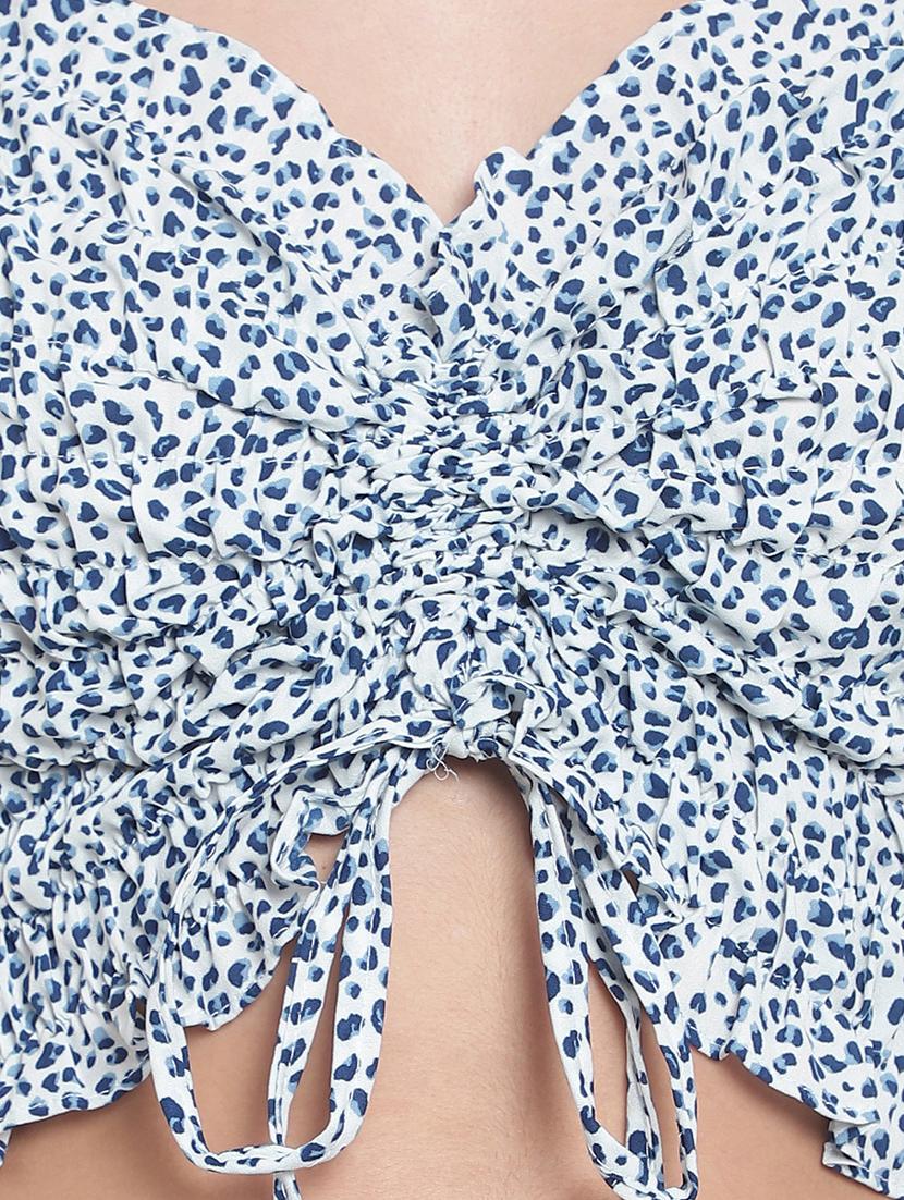 women printed smocked crop top - 20550775 - Standard Image - 4