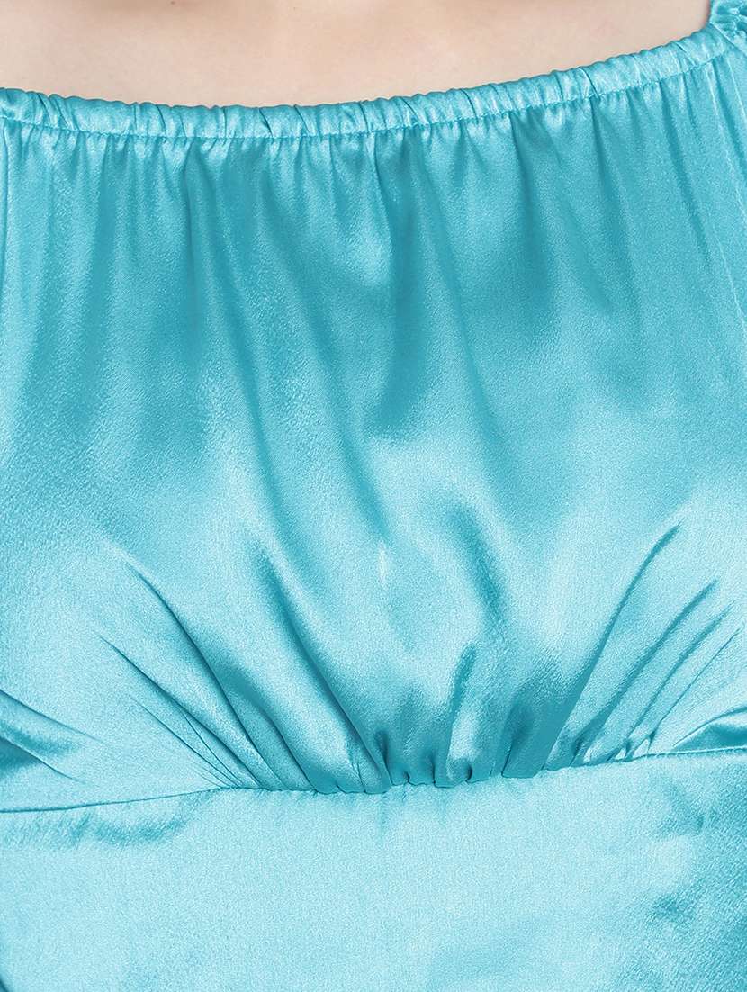 women solid smocked detailed crop top - 20550782 - Standard Image - 4