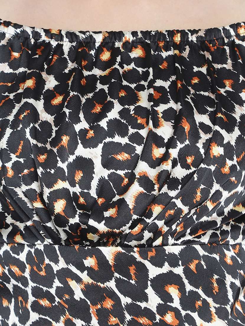 women animal print smocked crop top - 20550800 - Standard Image - 4