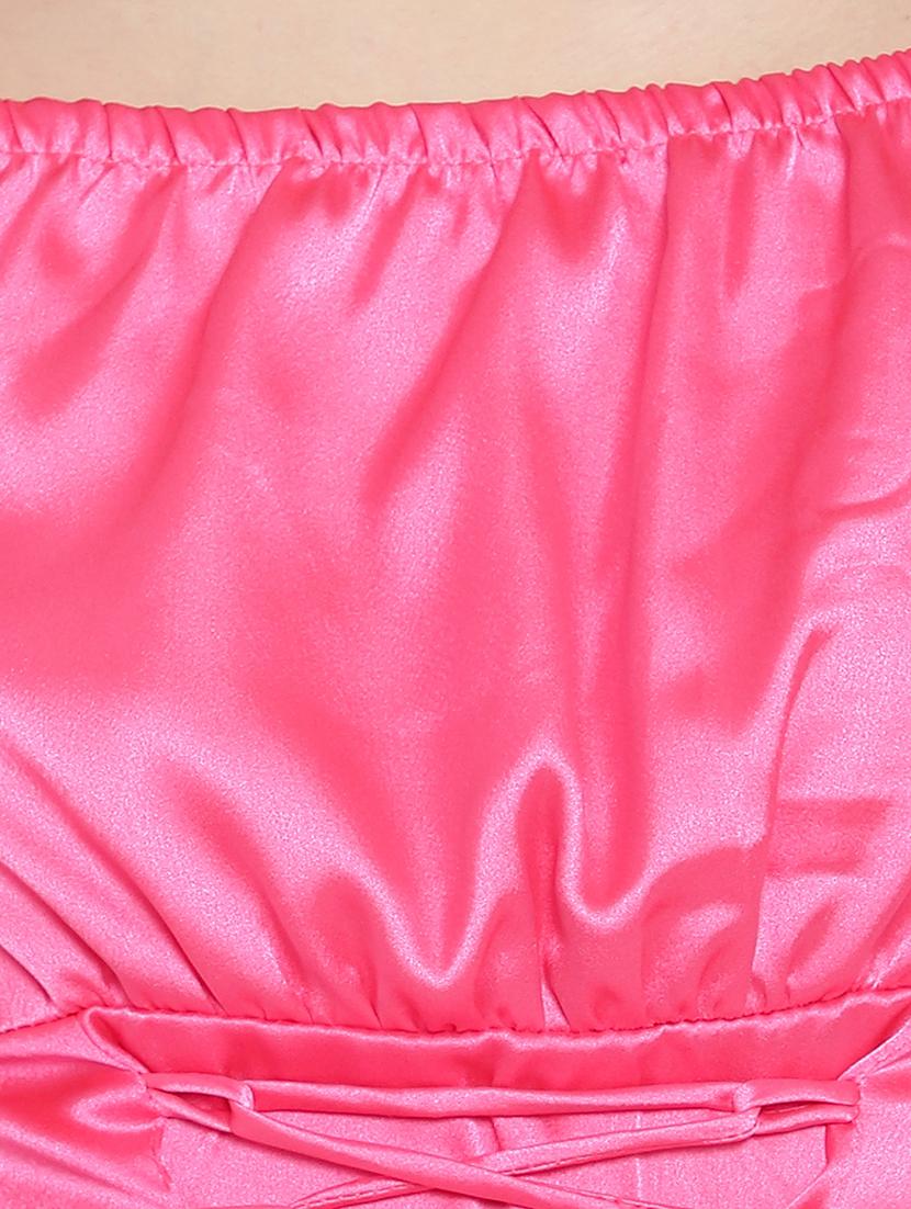 women solid smocked detailed crop top - 20550807 - Standard Image - 4
