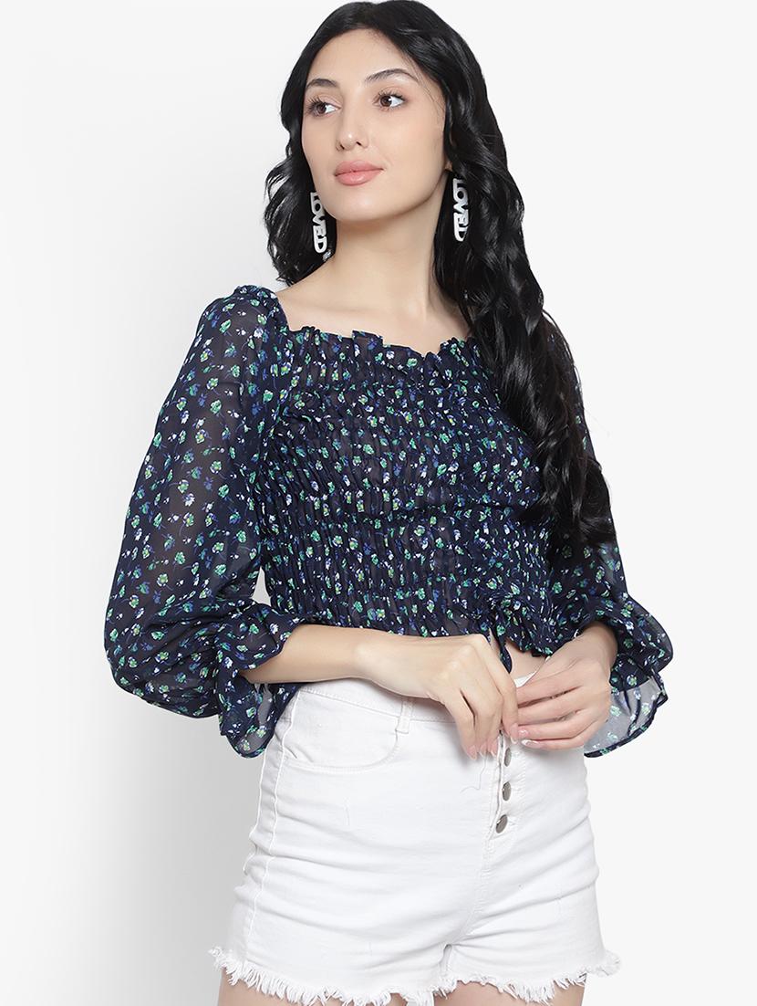 women floral print smocked detailed top - 20550832 -  Standard Image - 1