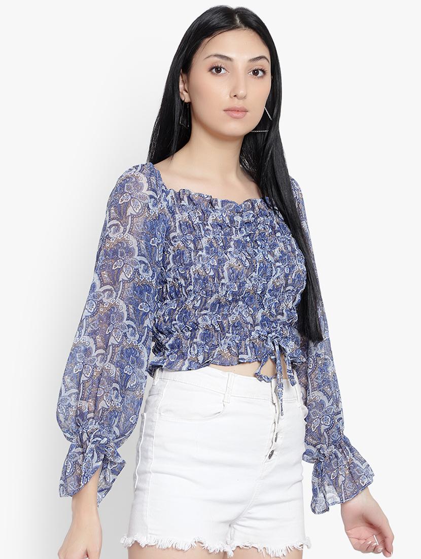 women floral print smocked detailed top - 20550856 - Standard Image - 1
