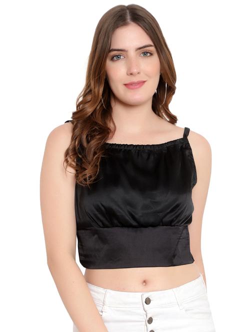 women solid smocked detailed crop top - 20550885 - Standard Image - 0