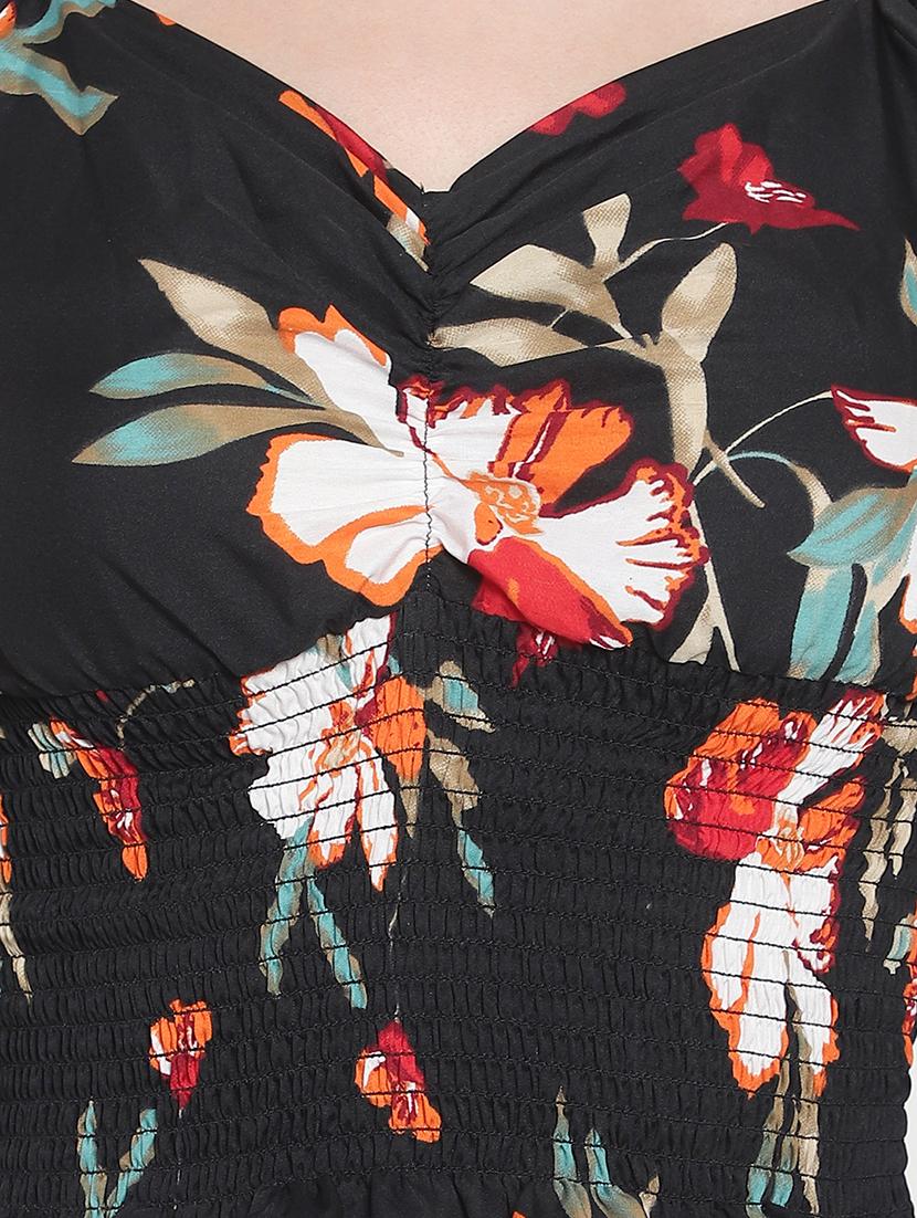 women floral print smocked crop top - 20550890 - Standard Image - 4