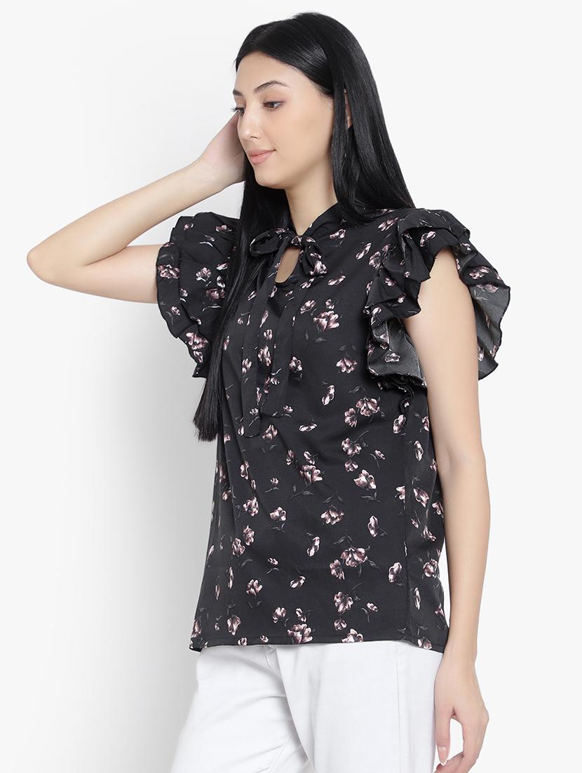 women floral print tie up neck top - 20550956 - Standard Image - 1