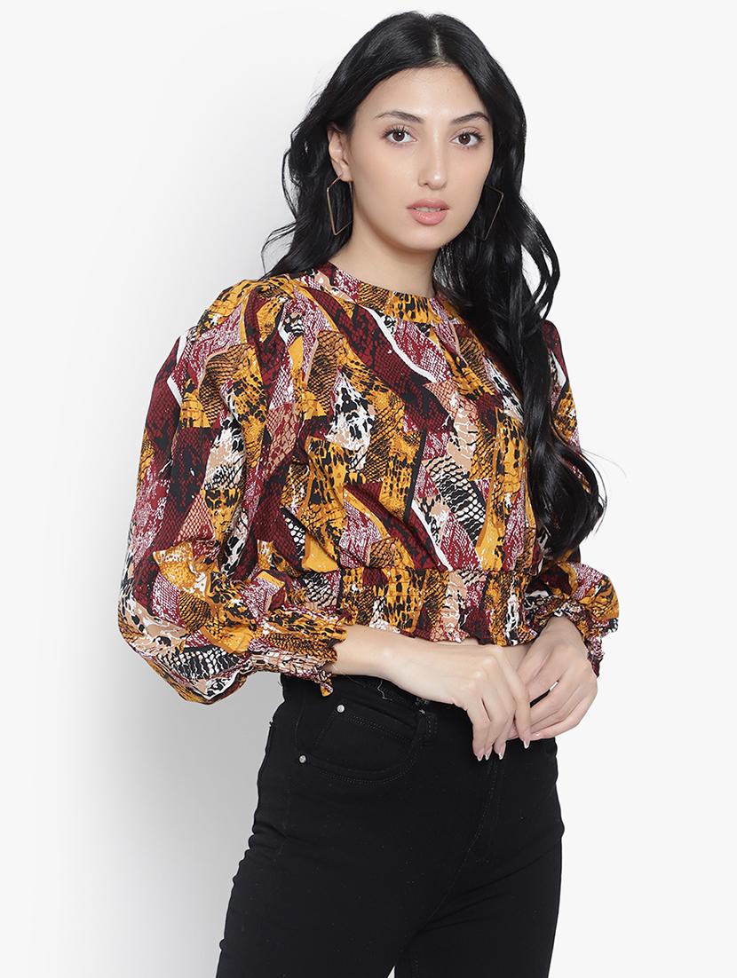 multi colored crepe crop top - 20551010 -  Standard Image - 1