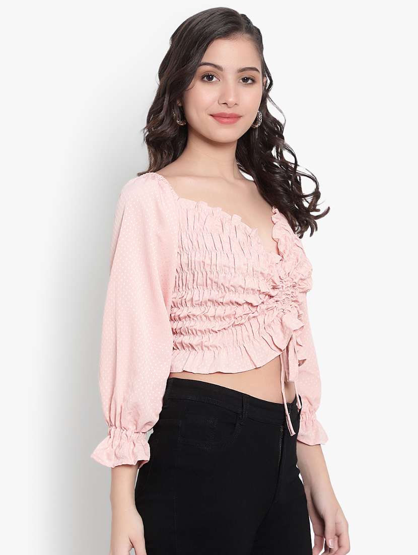 pink crepe crop top - 20551017 - Standard Image - 1
