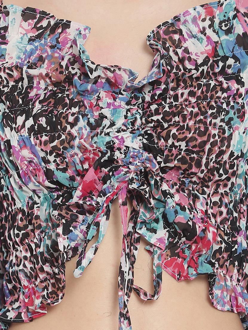 multi colored georgette crop top - 20551053 - Standard Image - 4
