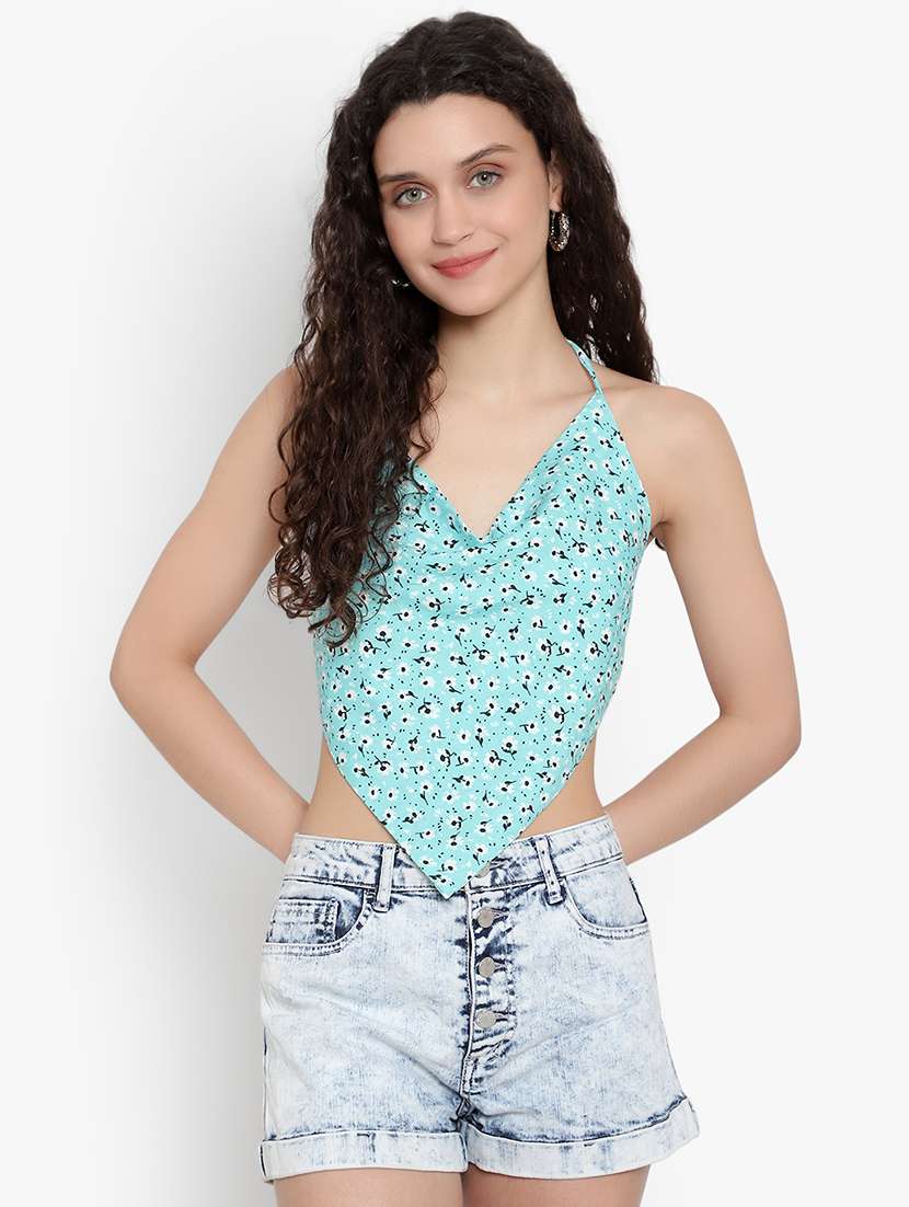 women floral print backless crop top - 20551096 -  Zoom Image - 0