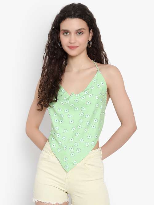 women floral print backless top - 20551114 -  Standard Image - 0