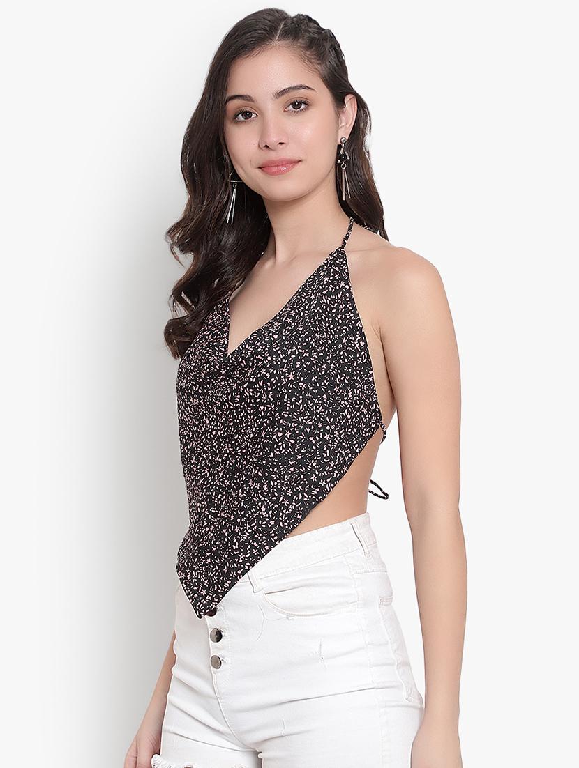 women pinted halter nack backless top - 20551150 -  Standard Image - 1