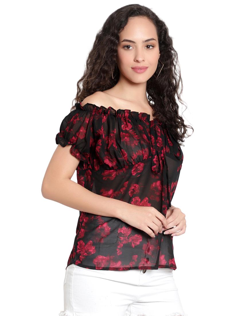 black georgette regular top - 20551161 -  Standard Image - 1