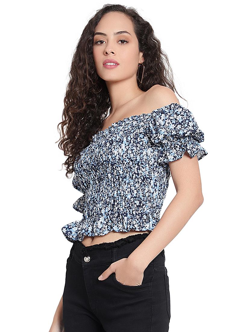 women floral print smocked detailed top - 20551190 - Standard Image - 1