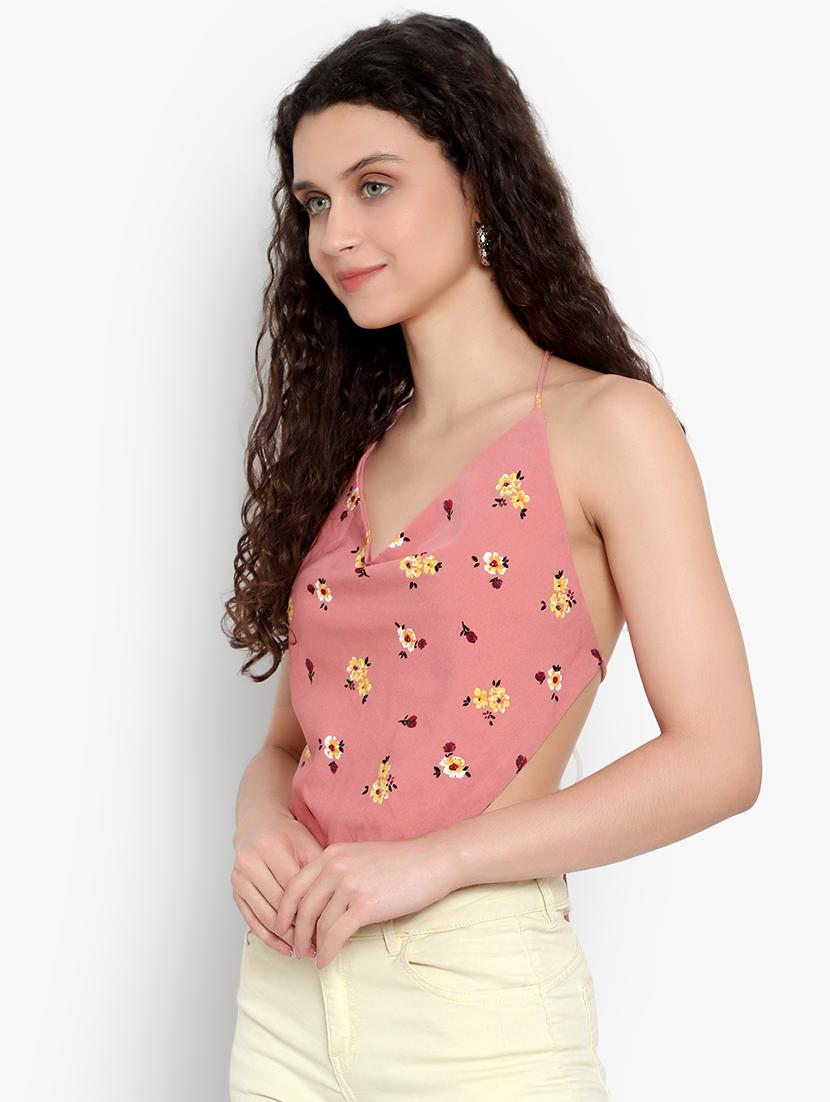 pink crepe crop top - 20551222 -  Standard Image - 1