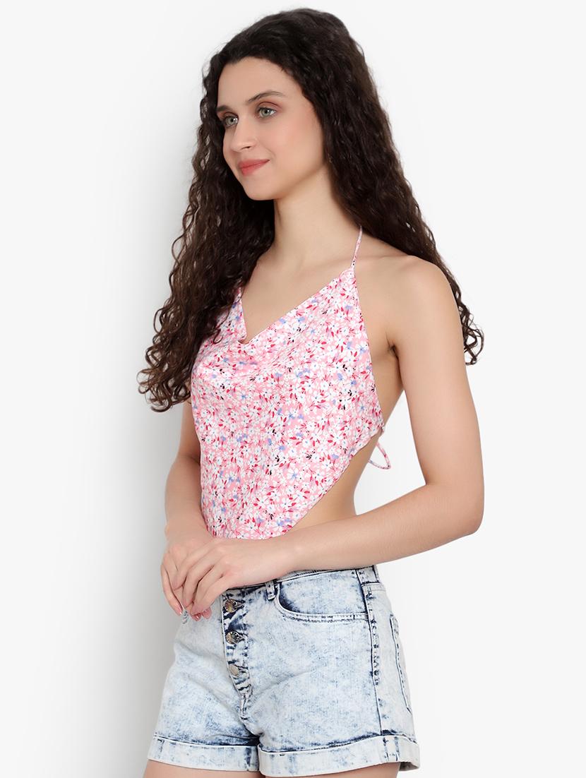 women floral print backless top - 20551258 - Standard Image - 1