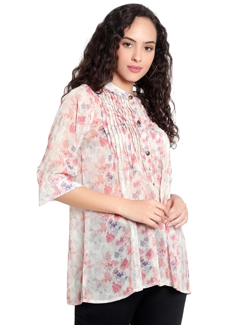cream chiffon regular top - 20551262 -  Standard Image - 1