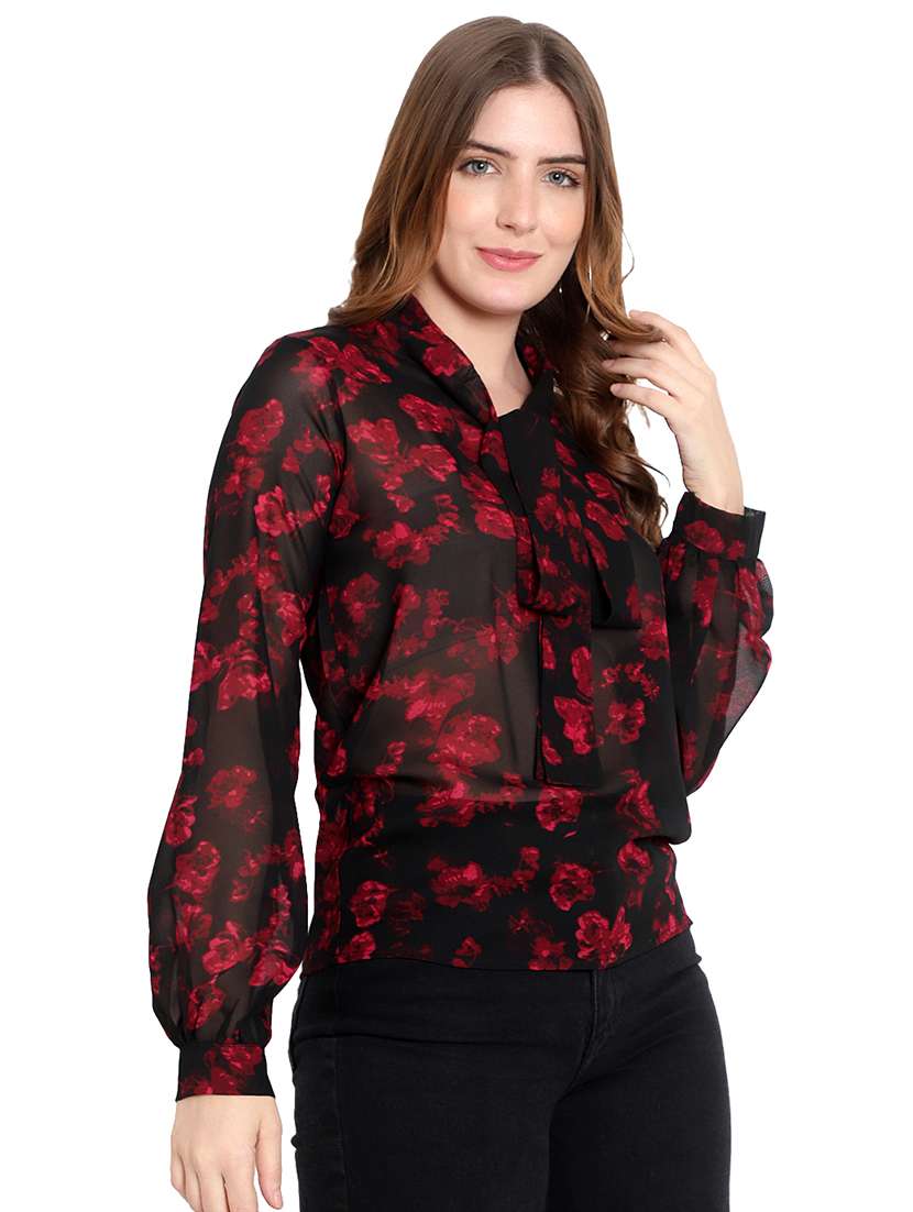 black georgette regular top - 20551287 -  Standard Image - 1