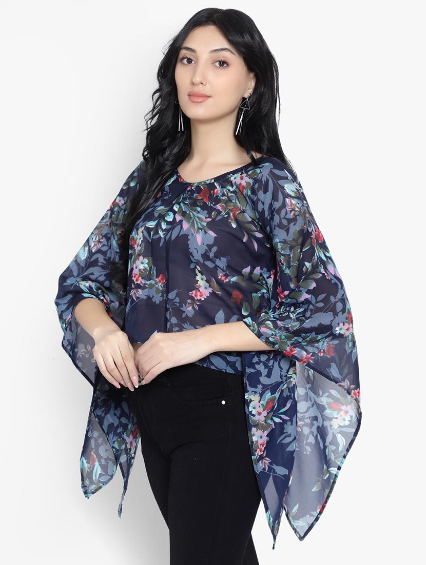blue georgette regular top - 20551323 - Standard Image - 1