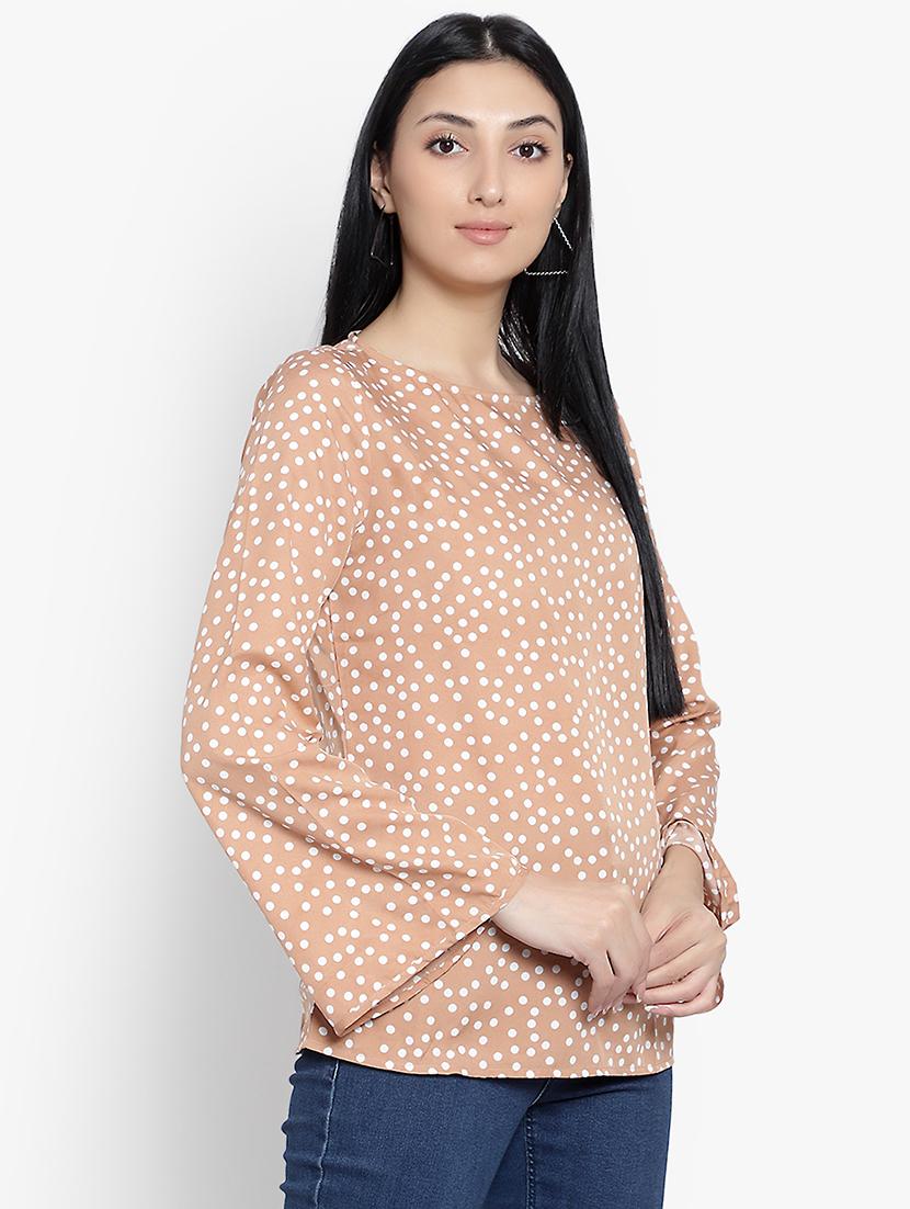 peach crepe regular top - 20551370 -  Standard Image - 1