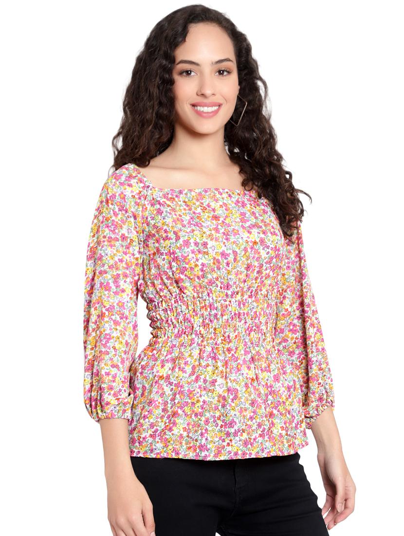 multi colored crepe regular top - 20551388 -  Standard Image - 1