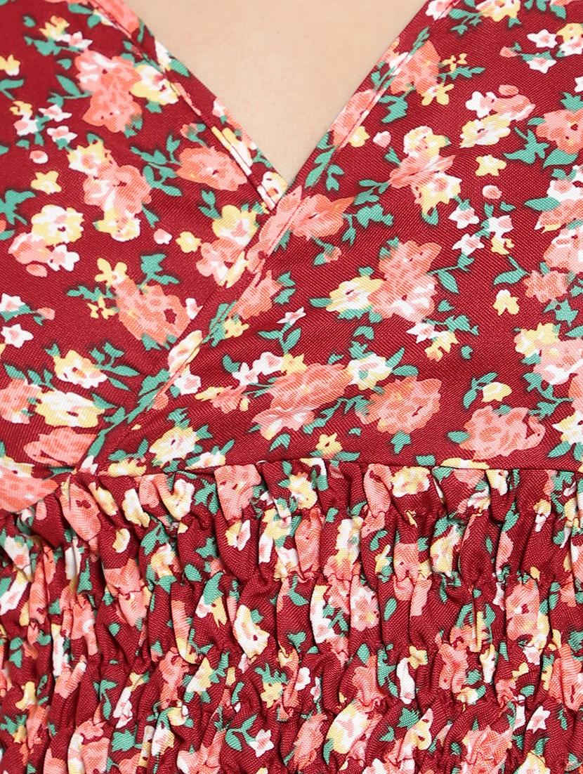 maroon crepe crop top - 20551442 - Standard Image - 4