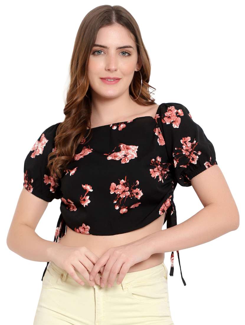 black crepe crop top