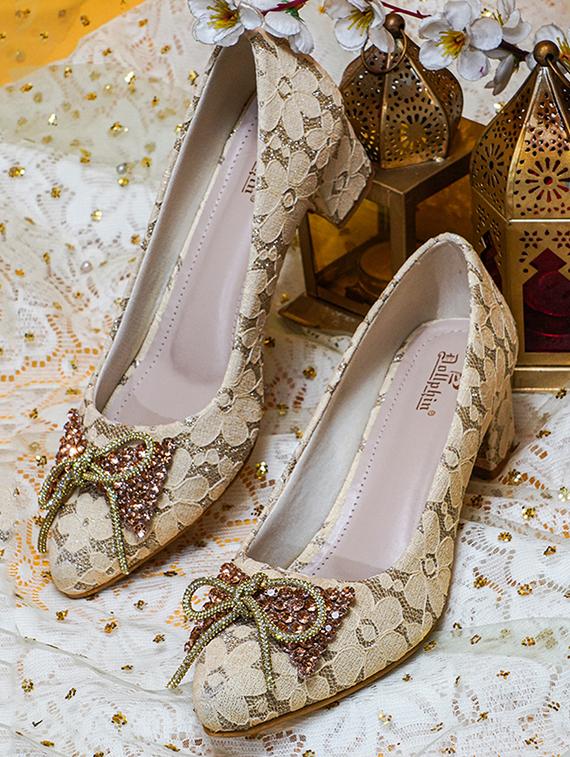 women beige embellished slip on pumps - 20551537 -  Zoom Image - 0