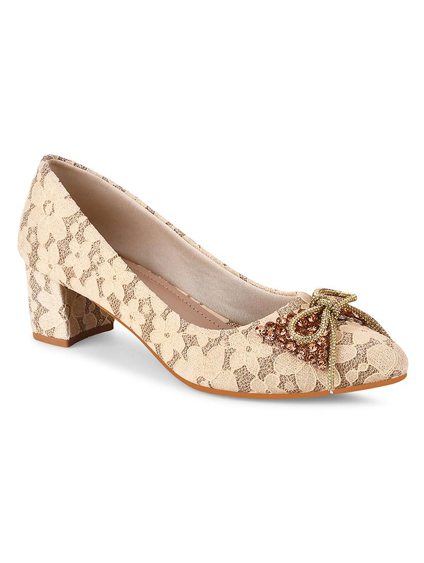 women beige embellished slip on pumps - 20551537 -  Standard Image - 1