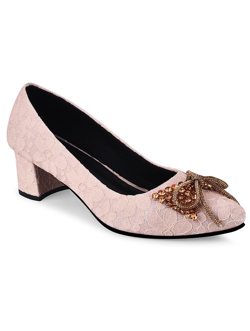 women pink embellished slip on pumps - 20551541 - Standard Image - 1