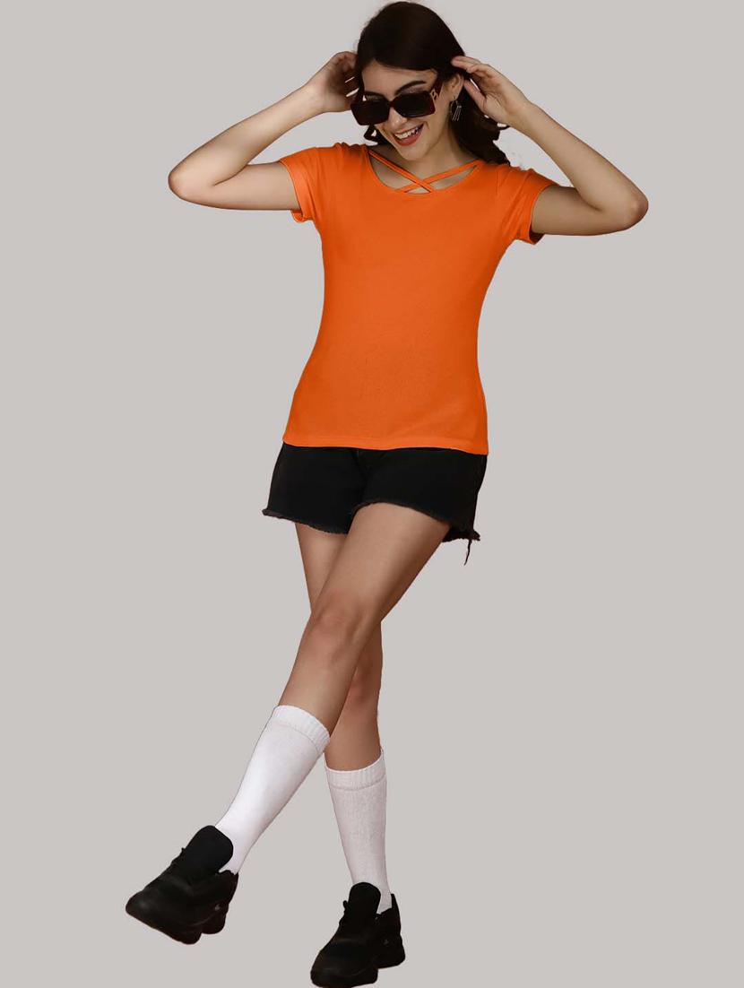 orange solid regular top - 20551894 - Standard Image - 4