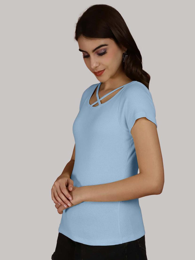 light blue solid regular top - 20551904 - Standard Image - 1