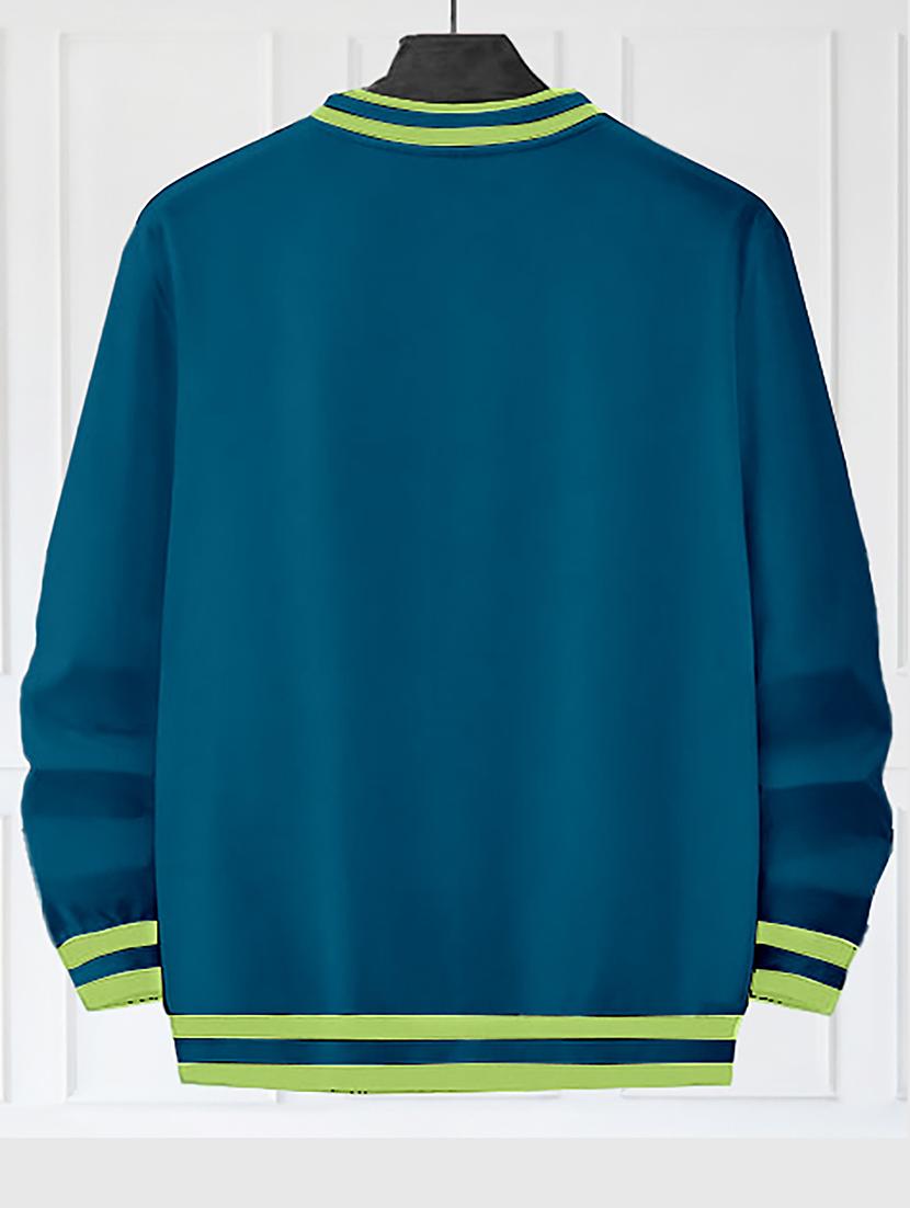 men teal blue cotton v-neck sweatshirt - 20554781 -  Standard Image - 1