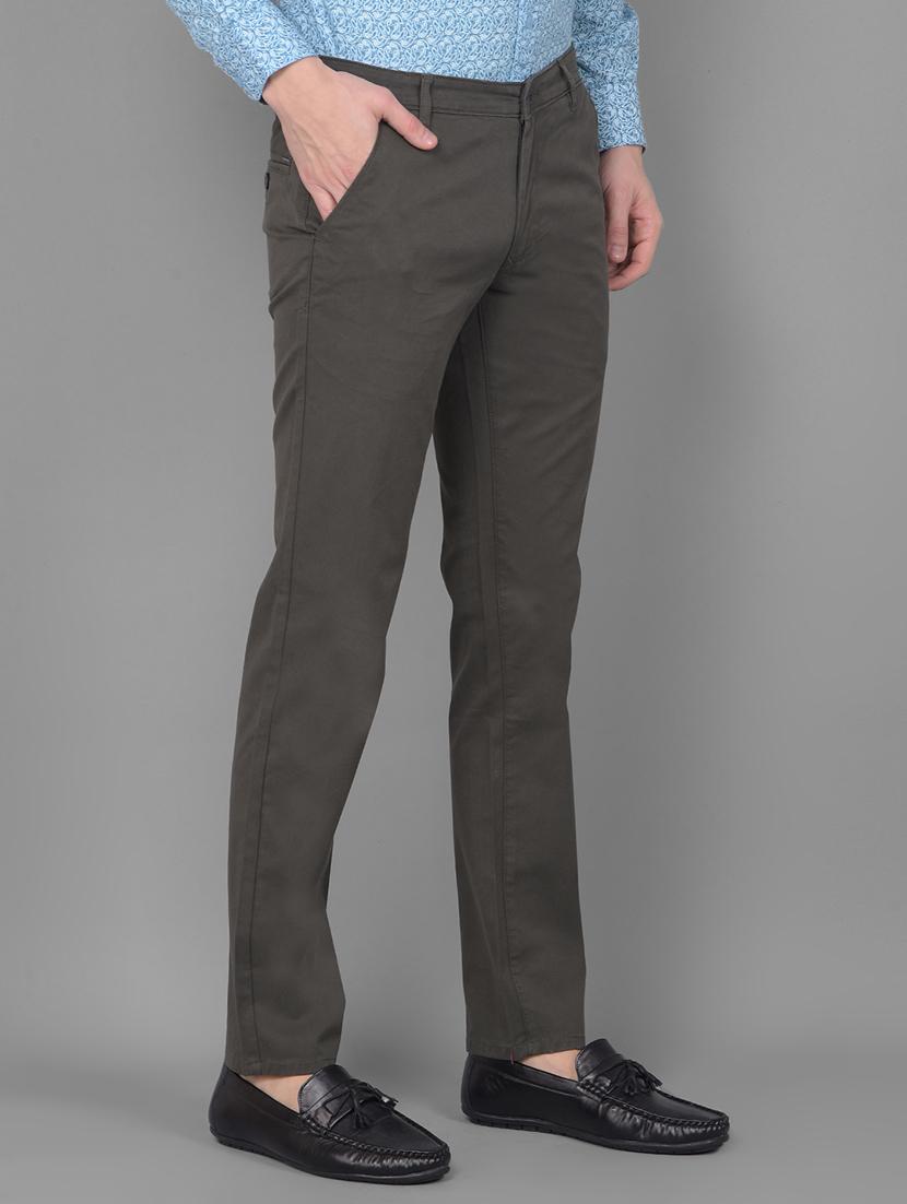 men dark olive cotton chino trousers - 20554861 - Standard Image - 1